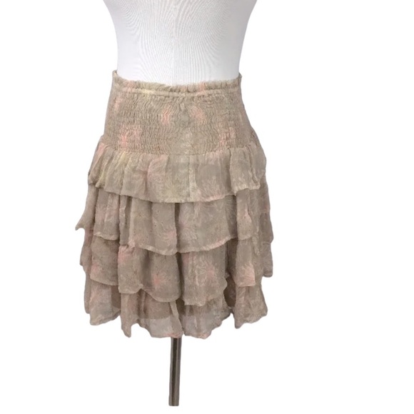 Chan Luu Dresses & Skirts - Chan Luu tan floral ruffle skirt size medium